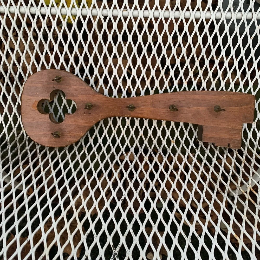 Vintage Wooden Key Shaped Wall Hook Key Holder